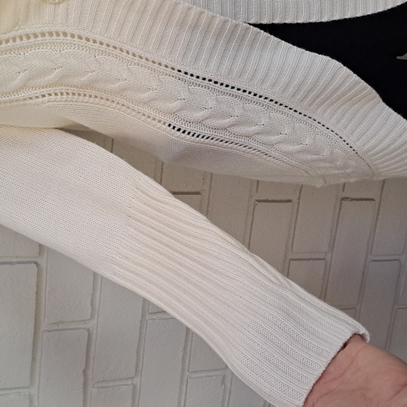 Motto  Cable Knit 1 Button Collared Ivory Sweater Cardigan. Size Medium NWOT - Picture 3 of 9